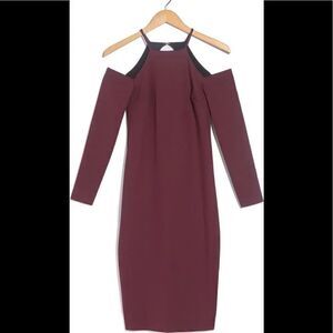 Trina Turk Women’s Lu cold shoulder long sleeve sheath burgundy dress Sz 2, NWT